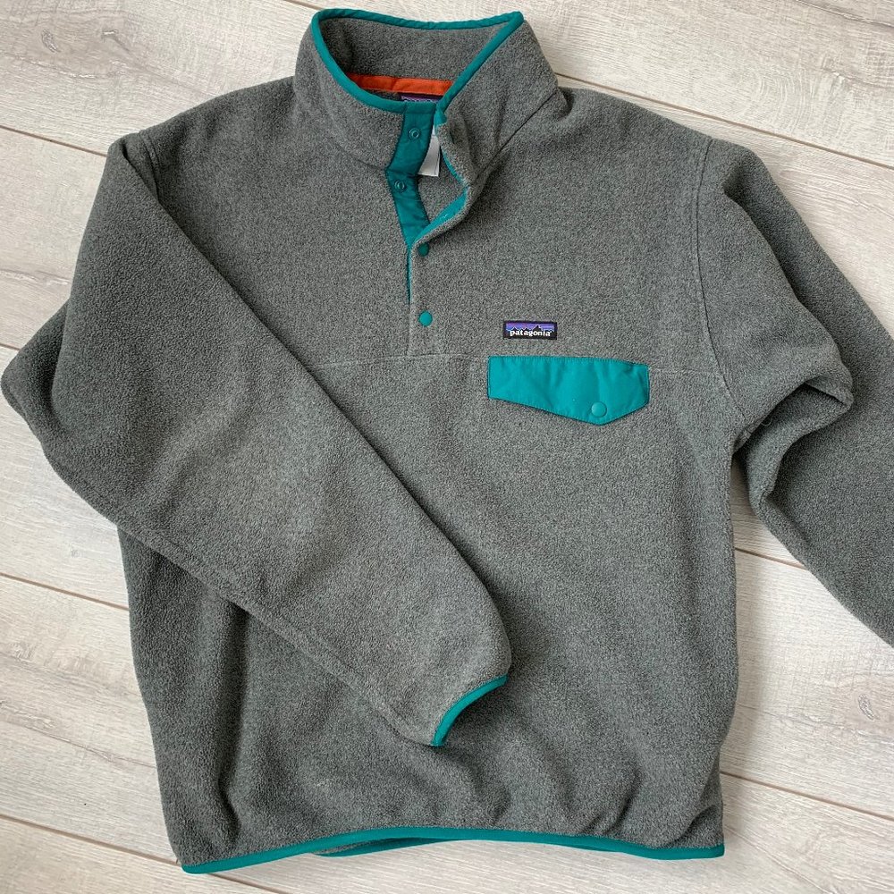 Patagonia Snap-T Fleece Pullover - Gray/Teal